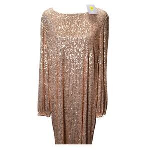 Preston & Yorke Gold Full Micro Sequin Shift Dress Knee Length NWT Size 18 Party